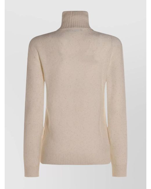 Fabiana Filippi Natural Sequin Turtleneck Jumper