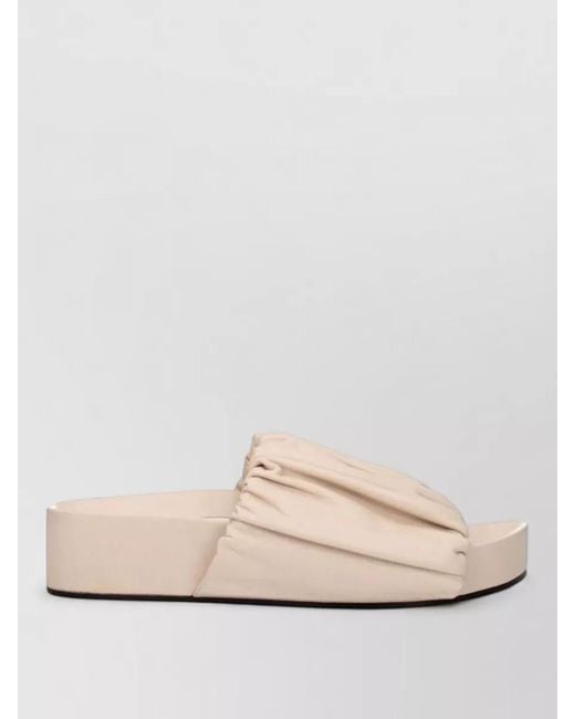 Jil Sander Natural Leather Ruched Platform Sandals
