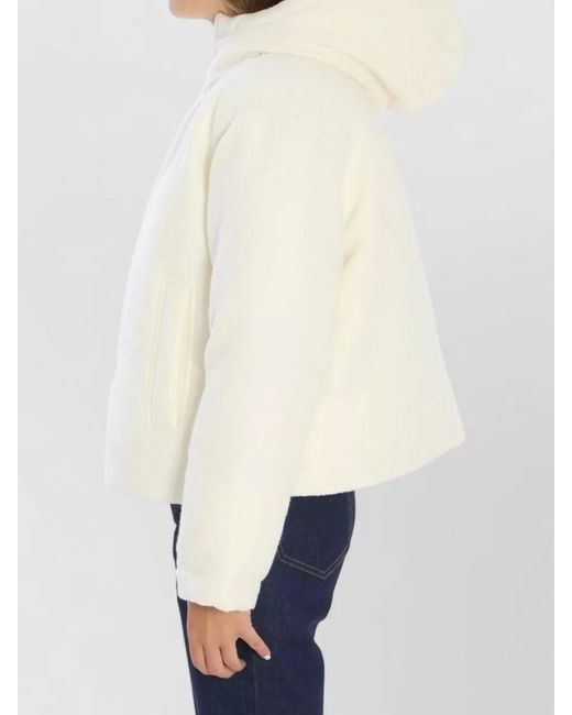 Gucci White Wool Blend Hooded Bomber Jacket
