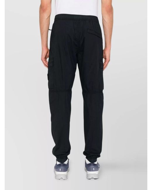 Stone Island Blue Cargo Pants With Snap Button Pockets for men