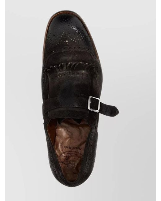 Church's Black Fringed Round Toe Perforated Loafers for men