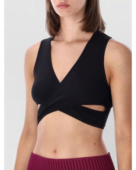 Alaïa Purple Ribbed Jersey Cropped Wrap Top