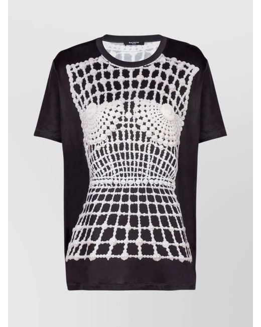 Balmain Black Printed Short-Sleeve T-Shirt