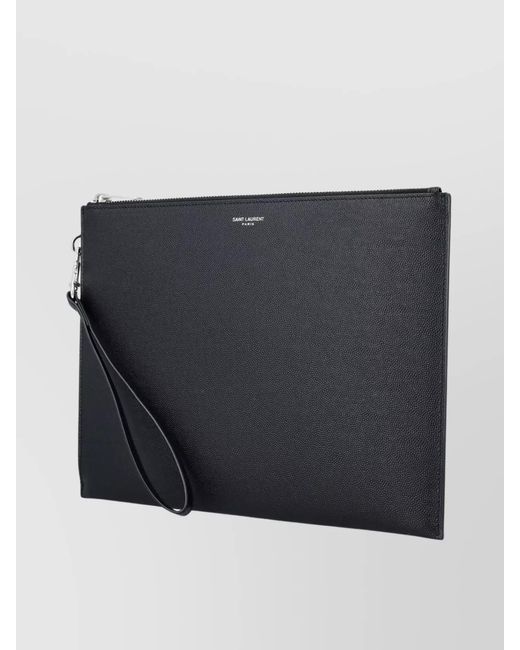 Saint Laurent Black Leather Zipped Tablet Holder for men