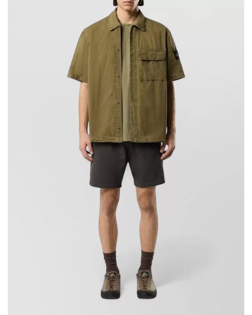 Stone Island Green Short Sleeve Shirt Back Yoke Pocket for men