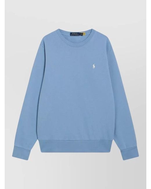 Polo Ralph Lauren Blue Knit Sweater Ribbed Cuffs And Hem for men