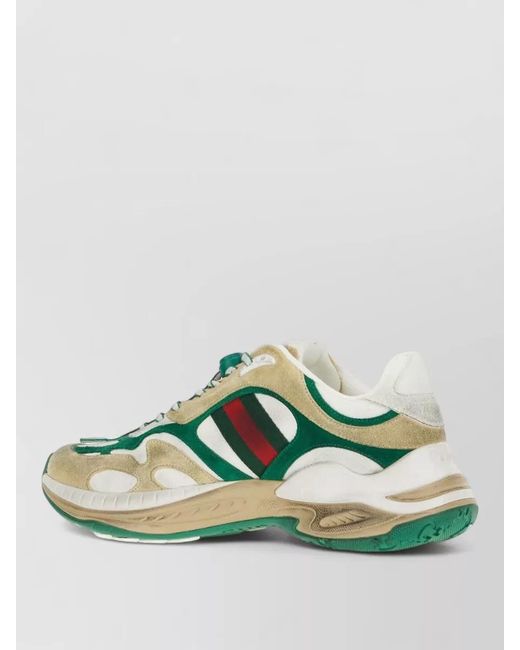 Gucci Green Suede Sneakers Round Toe Rubber Sole for men
