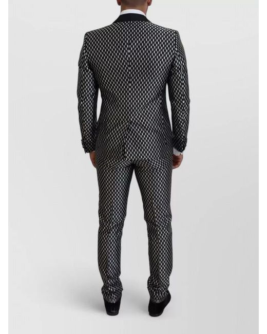 Dolce & Gabbana Black Silk Geometric Slim-Fit Tuxedo Suit for men