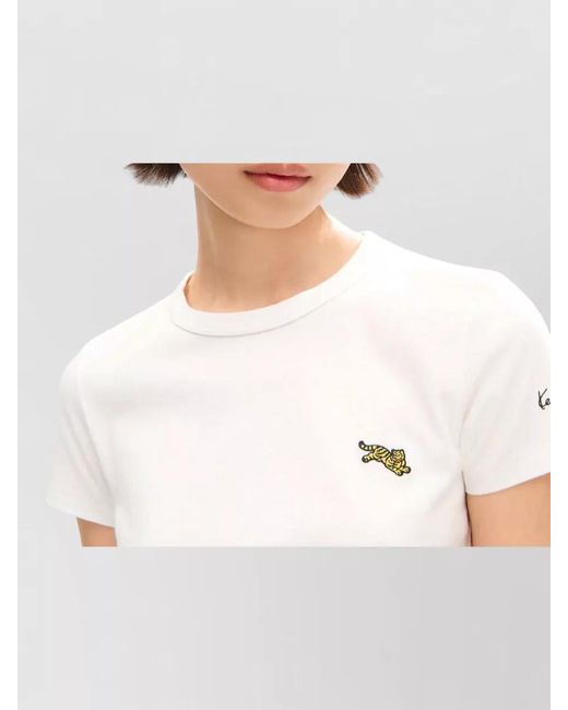KENZO White Tiger Print Crew Neck T Shirt