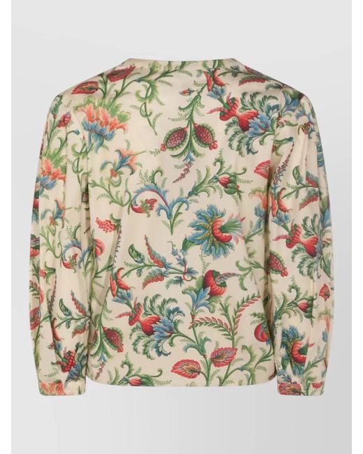 Etro Metallic Floral Cotton Blouse