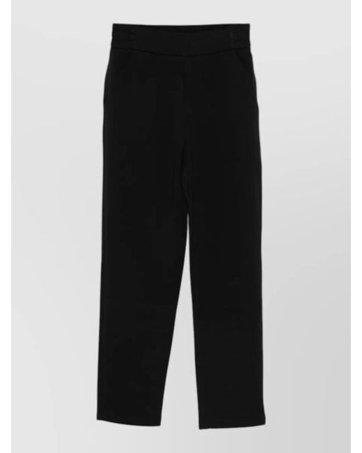 Emporio Armani Black Cotton Trousers Elasticated Waistband Side Pockets
