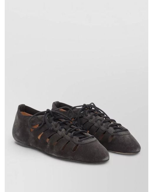 Isabel Marant Black Lace Up Shoes Round Toe Flat Sole