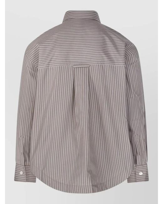 AMI Gray Cotton Long-Sleeve Wide Shirt for men