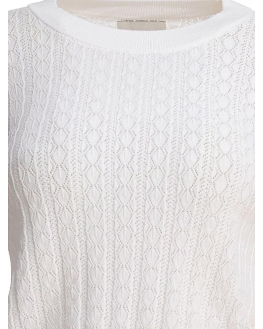 Loulou de Saison White Fine-Knit Crew-Neck Sweater