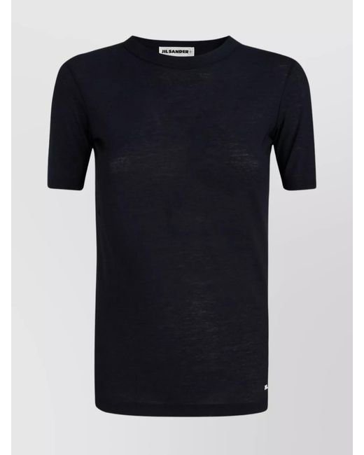 Jil Sander Blue Cotton Slim-Fit Logo-Print T-Shirt
