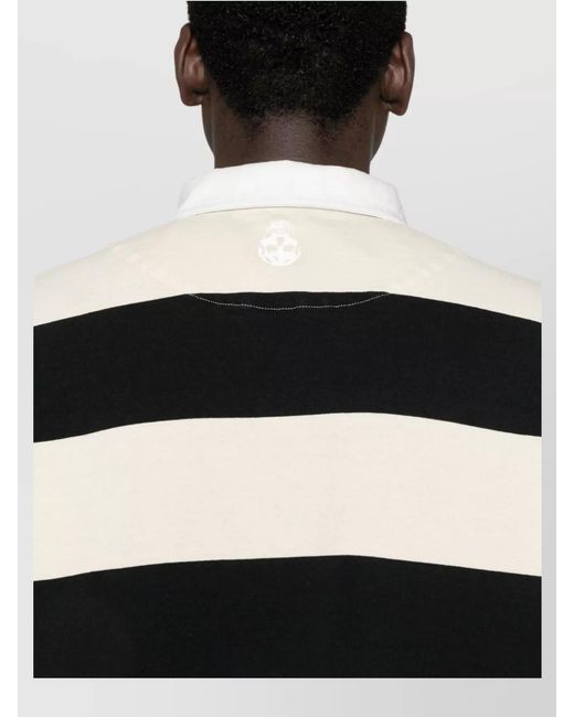 McQueen White Striped Oversized Cotton Polo Shirt for men