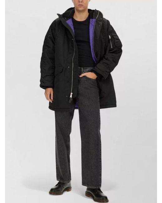 Alpha Industries Black Long Hooded N 3B Bomber Coat