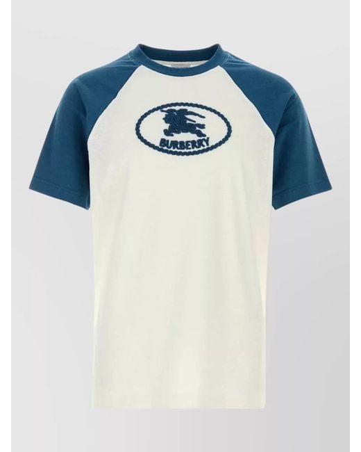 Burberry Blue Cotton T-Shirt for men