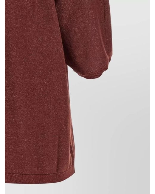 Brunello Cucinelli Red Sparkling Crew Neck Cashmere Silk Sweater