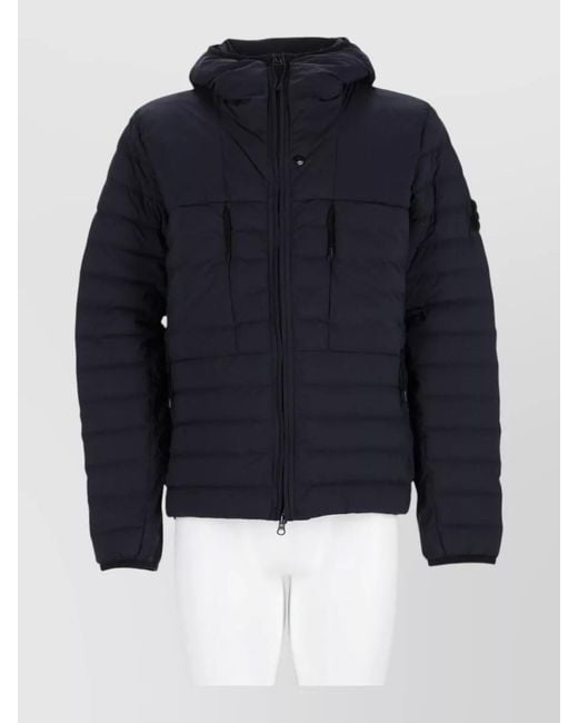 Stone Island Blue Hooded Casual Coat Easy Care Padded for men