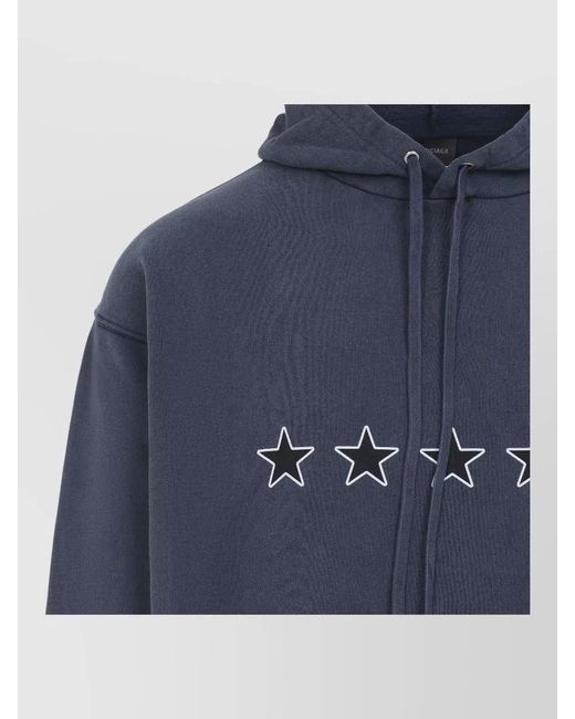 Balenciaga Blue Oversized Hoodie Cotton Fleece Interactive Print for men
