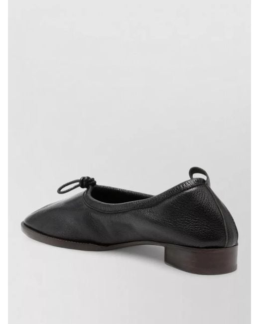 Hereu Black Pointed Toe Leather Ballet Loafers