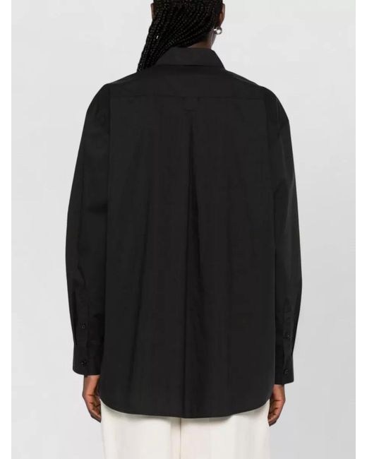 Totême Black Organic Cotton Shirt Long Sleeves Collar