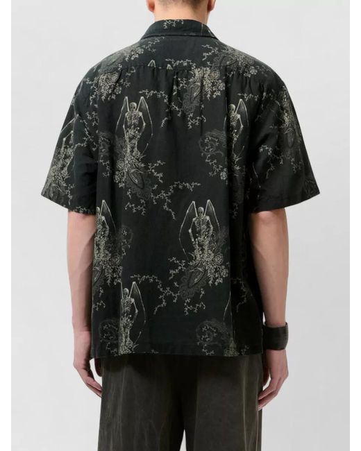 Our Legacy Black Printed Short-Sleeve Shirt for men