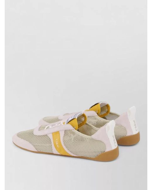Chloé Natural Kick Sneaker Suede Mesh Rubber Sole Tabs