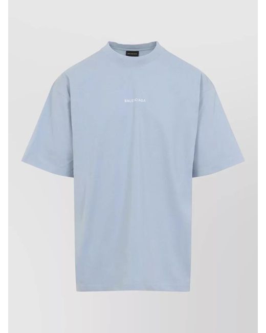 Balenciaga Blue Cotton Medium Fit Short Sleeve T-Shirt for men