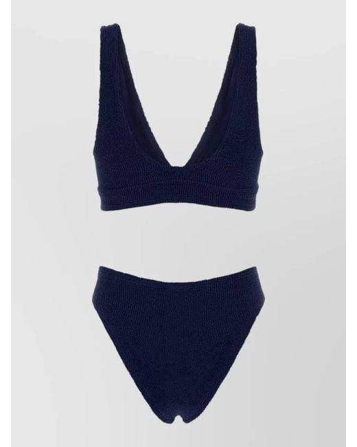 Hunza G Blue Textured One-Shoulder Bikini