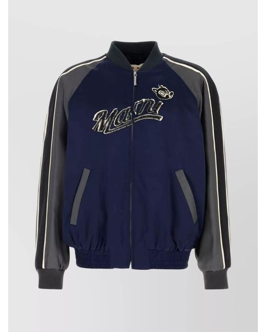 Marni Blue Satin Bomber Jacket for men