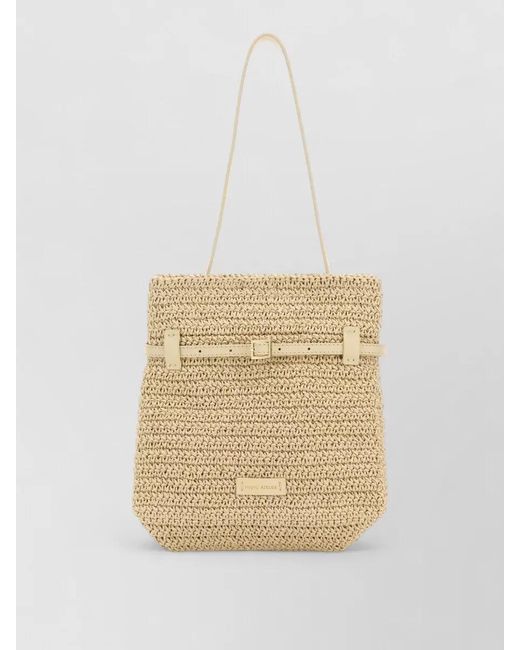 MANU Atelier Natural Raffia Mini Tote Du Jour Shoulder Bag