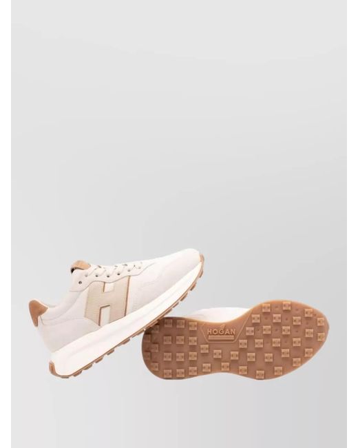 Hogan Natural Sneakers Rubber Sole Suede Accents Design