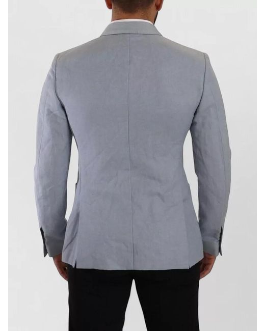 Dolce & Gabbana Gray Linen Slim-Fit Double-Breasted Blazer for men