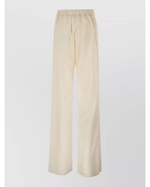 Max Mara White Virgin Wool Straight-Leg Trousers