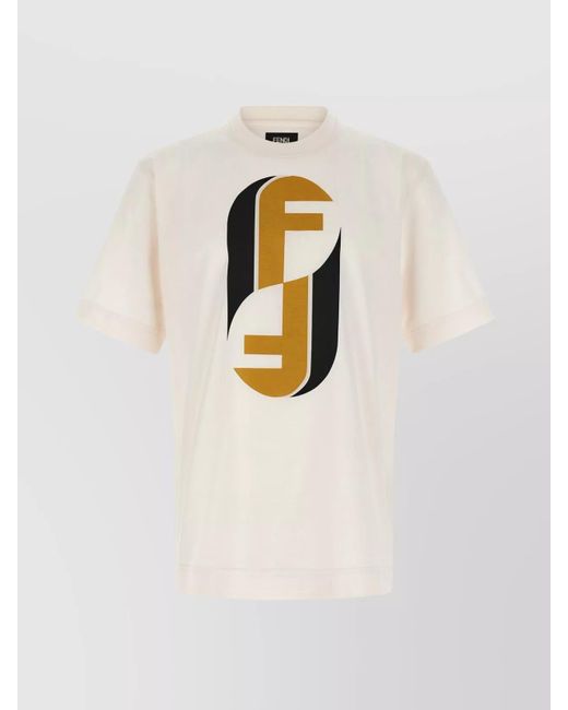Fendi White 'Unity' Crew Neck Graphic Print T-Shirt for men