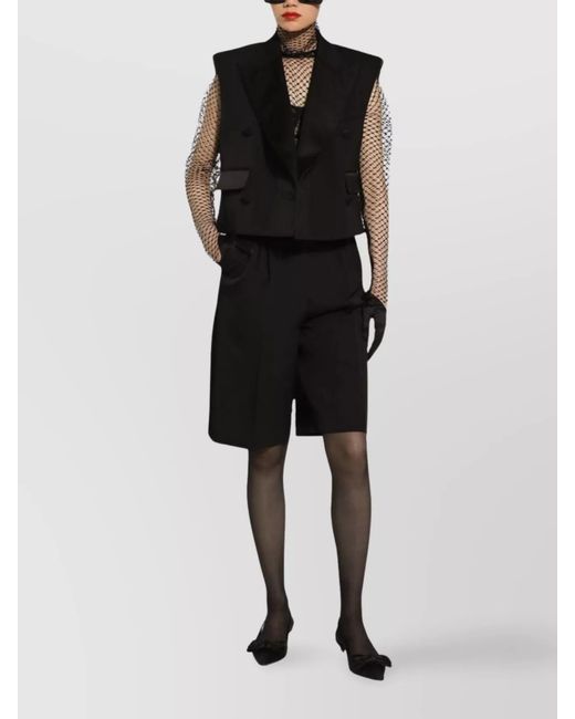 Dolce & Gabbana Black Silk Wool Blend Regular-Fit Double-Breasted Sleeveless Jacket
