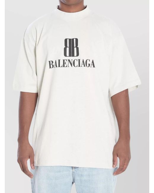 Balenciaga White Nano Bb Logo Dry Jersey Medium Fit T-Shirt for men