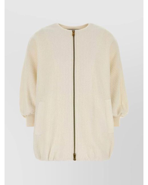 Max Mara Natural Wool And Cashmere Zip-Up Fitted Jacket