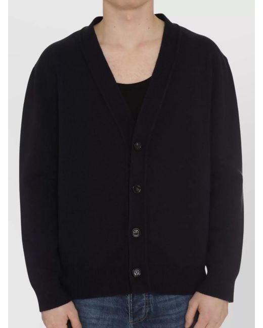 Bottega Veneta Blue Cashmere Relaxed-Fit V-Neck Cardigan for men