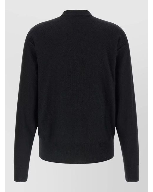Lemaire Blue Ribbed Draped V-Neck Cardigan