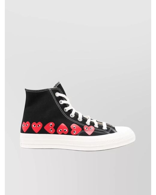 COMME DES GARÇONS PLAY Metallic Canvas Heart Print Low Top Sneakers