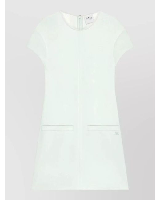 Courreges White Heritage Crepe Dress Crew Neck Pockets