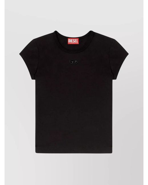 DIESEL Black Cotton Slim-Fit Logo-Embroidered T-Shirt