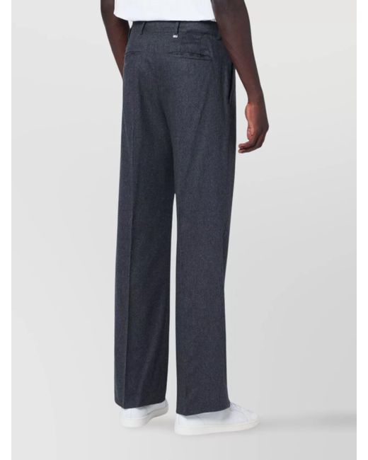PT Torino Blue Wool And Cashmere Straight-Leg Trousers for men