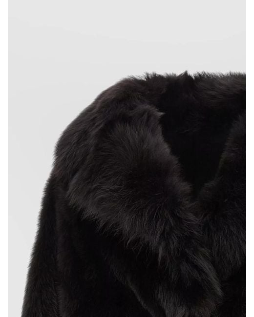 Blancha Black Toscana Faux Fur Cropped Coat
