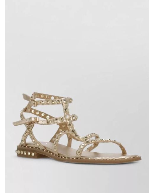 Ash Natural Strappy Flat Sandals Open Toe Leather