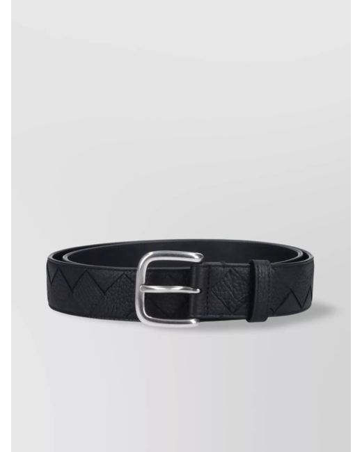 Bottega Veneta Black Quilted Pattern Buckle Adjustable Length Belts for men
