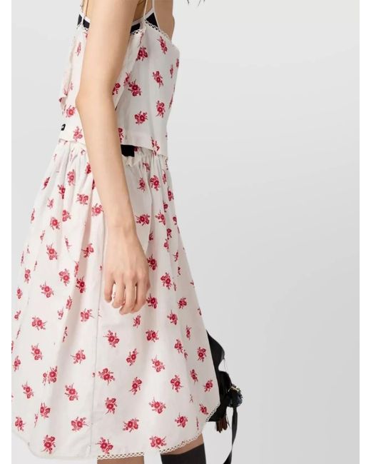 Miu Miu Pink Floral-Print Midi Dress